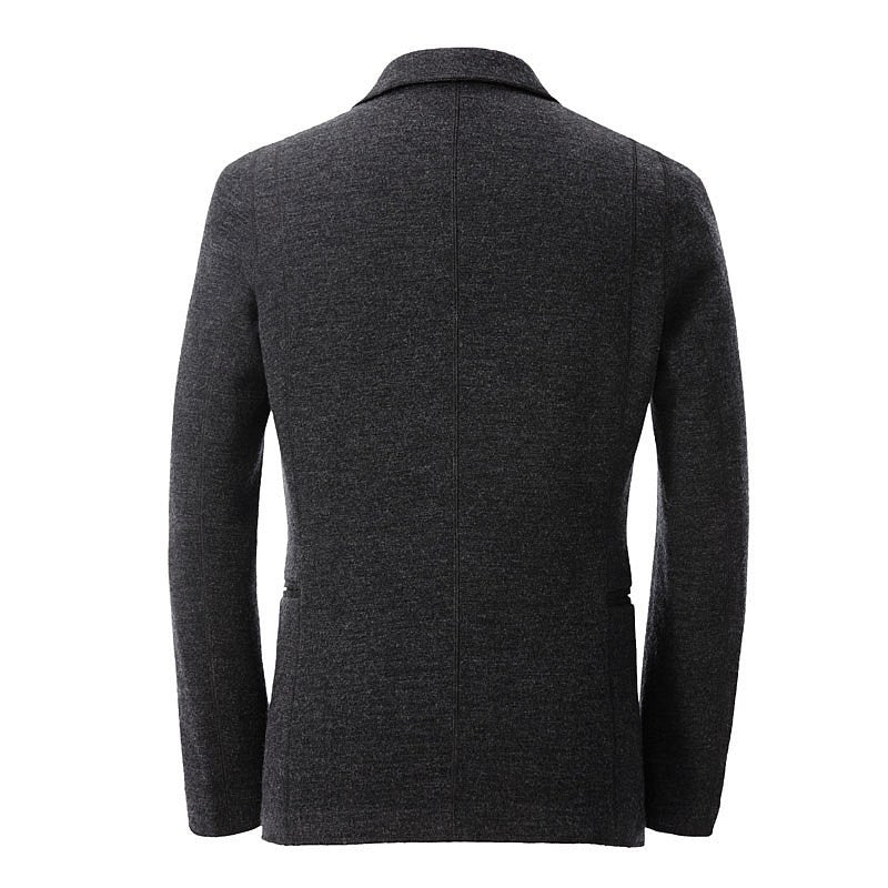 Three-Button Knit Wool Suit Jacket