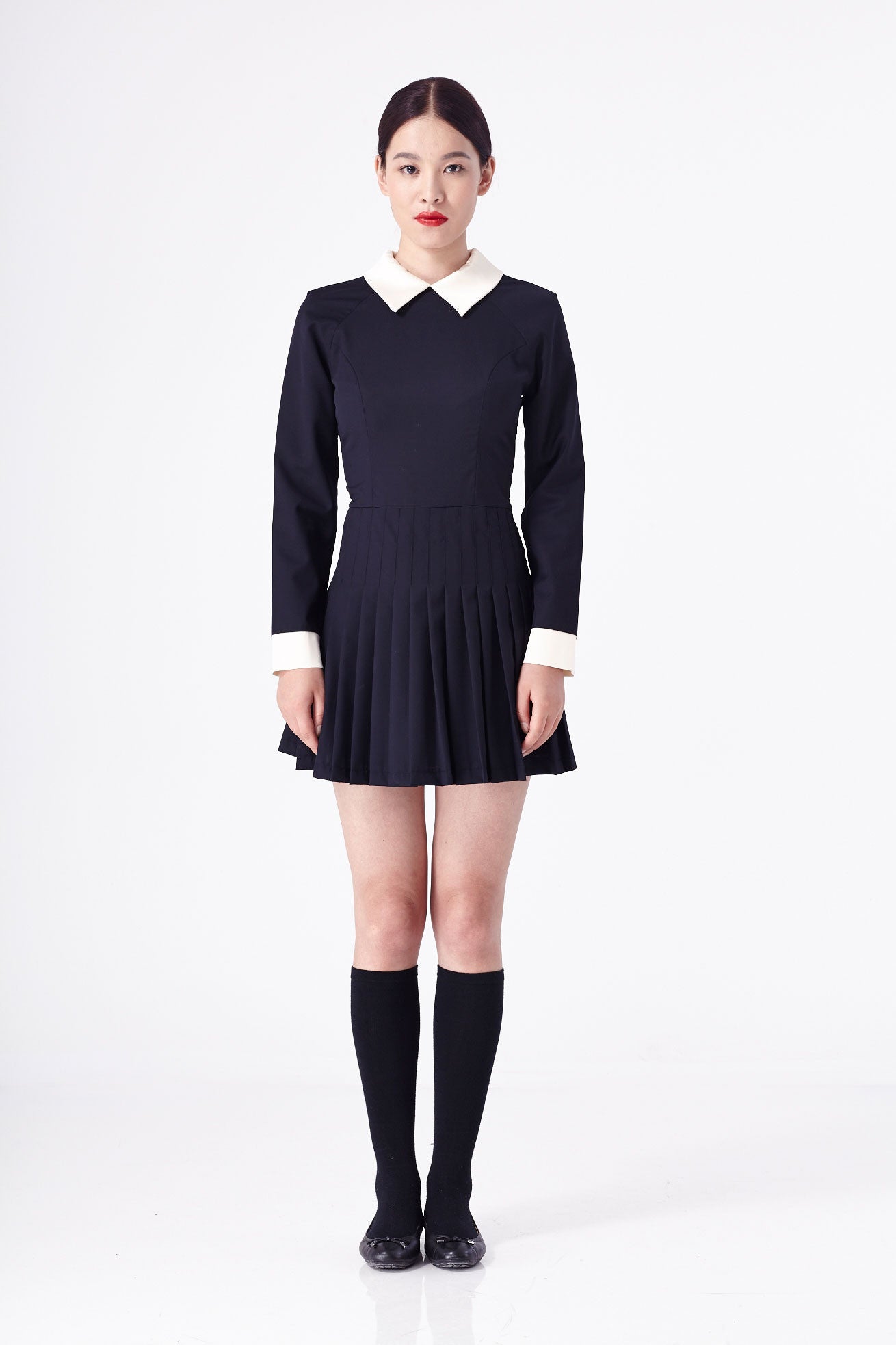 Pleated Belle De Jour Dress Navy