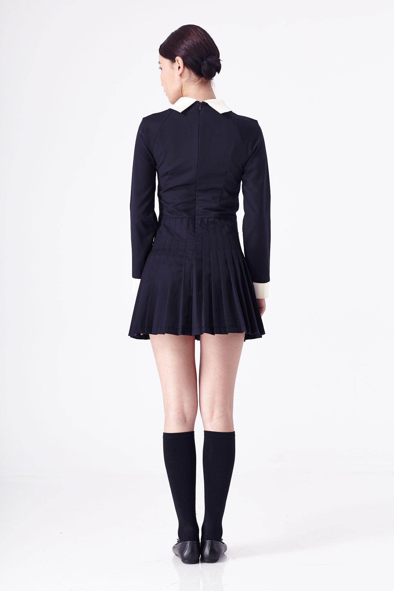 Pleated Belle De Jour Dress Navy