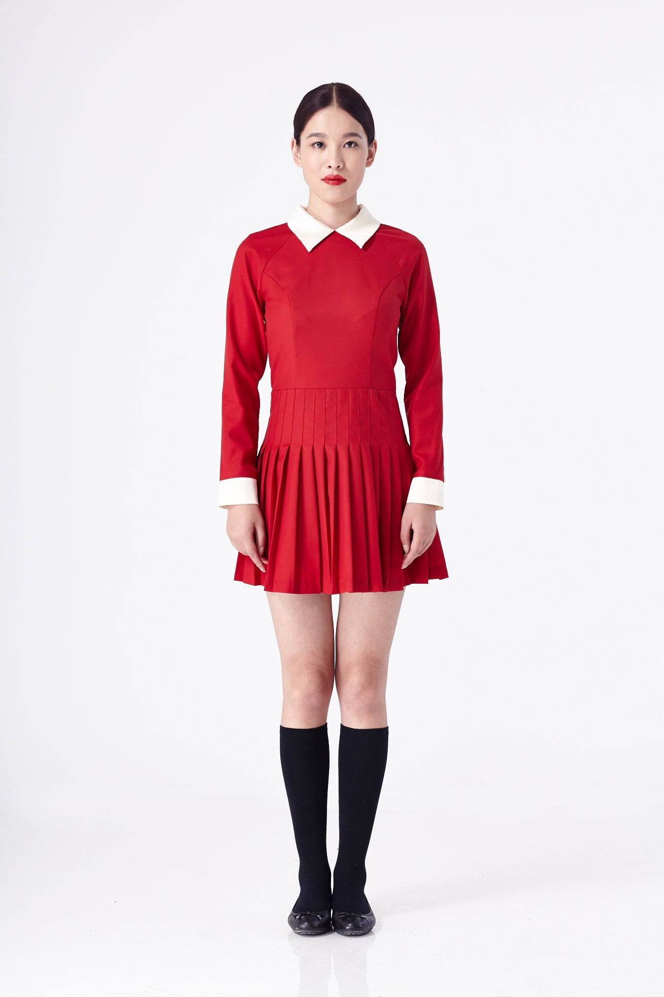 Pleated Belle De Jour Dress Red
