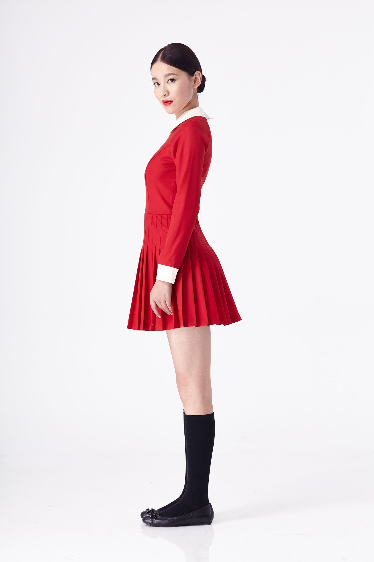 Pleated Belle De Jour Dress Red