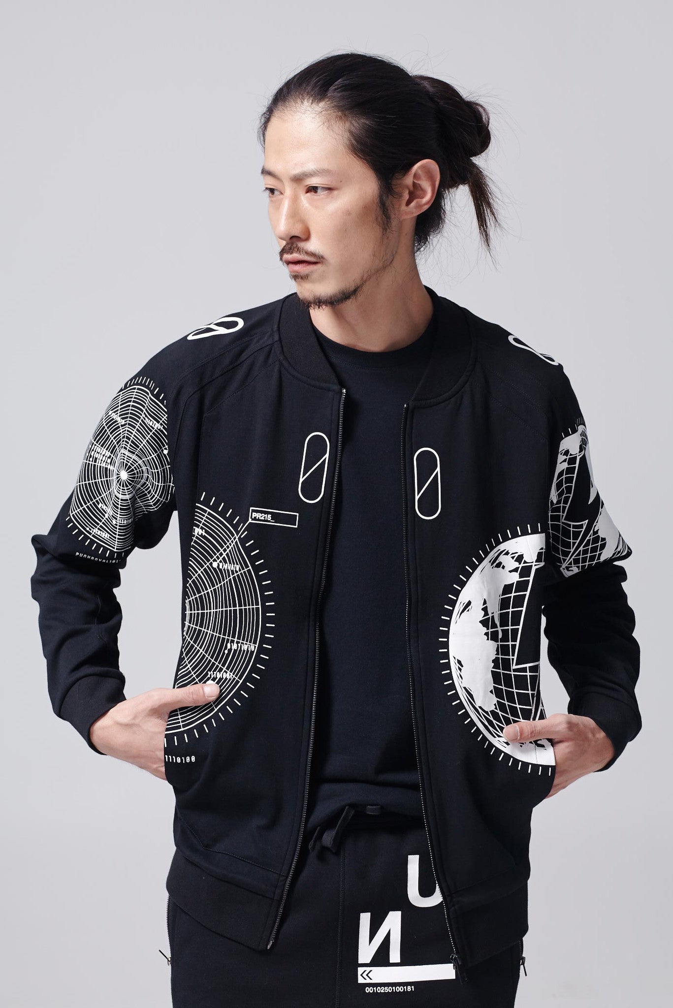 Grid Zip Up Sweatshirt
