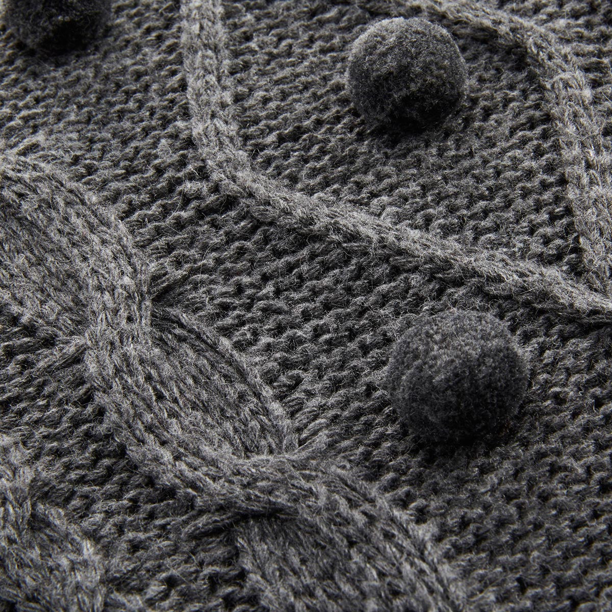 Pom Pom Cable Sweater Grey