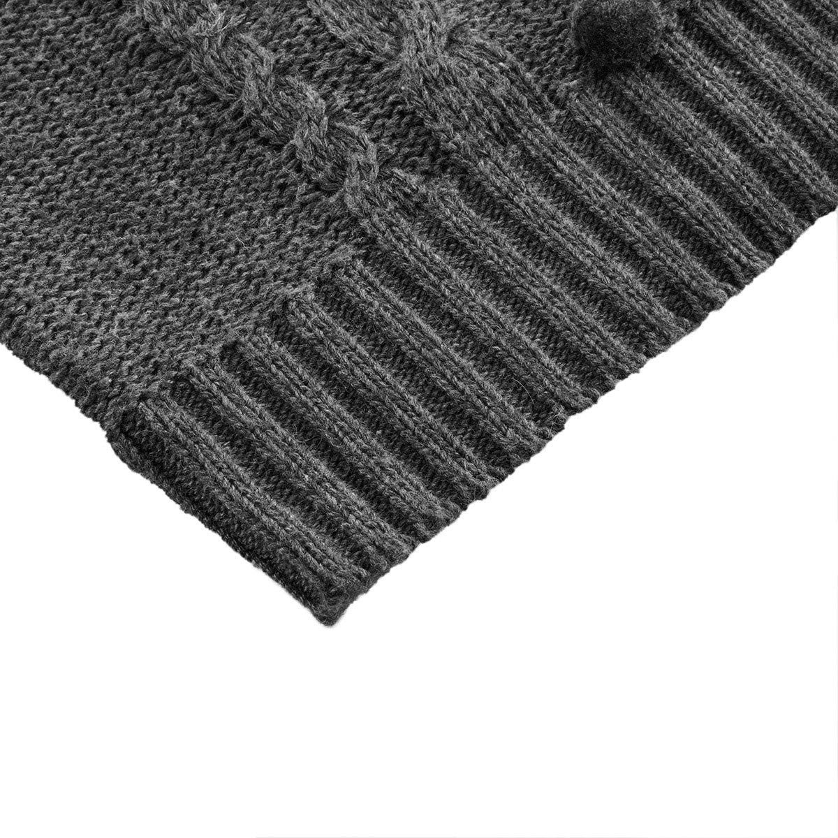 Pom Pom Cable Sweater Grey