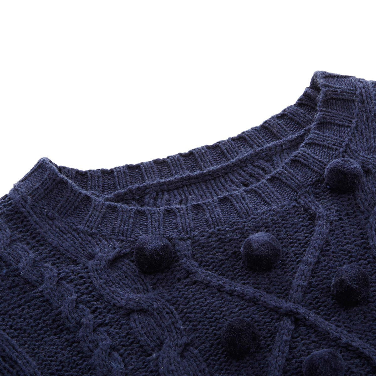 Pom Pom Cable Sweater Navy