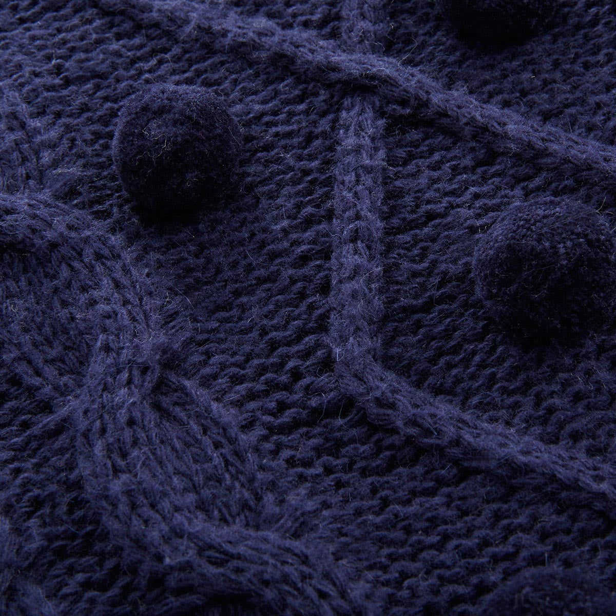 Pom Pom Cable Sweater Navy